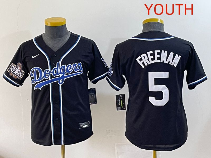 Youth 2025 Los Angeles Dodgers #5 Freeman Black Three generations Fashion Nike MLB Jersey style 6